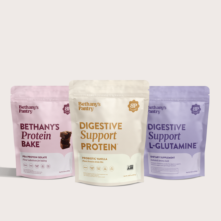 Bethany’s Essentials Bundle – Digestive Support Protein, L-Glutamine, and Protein Bake for gut health