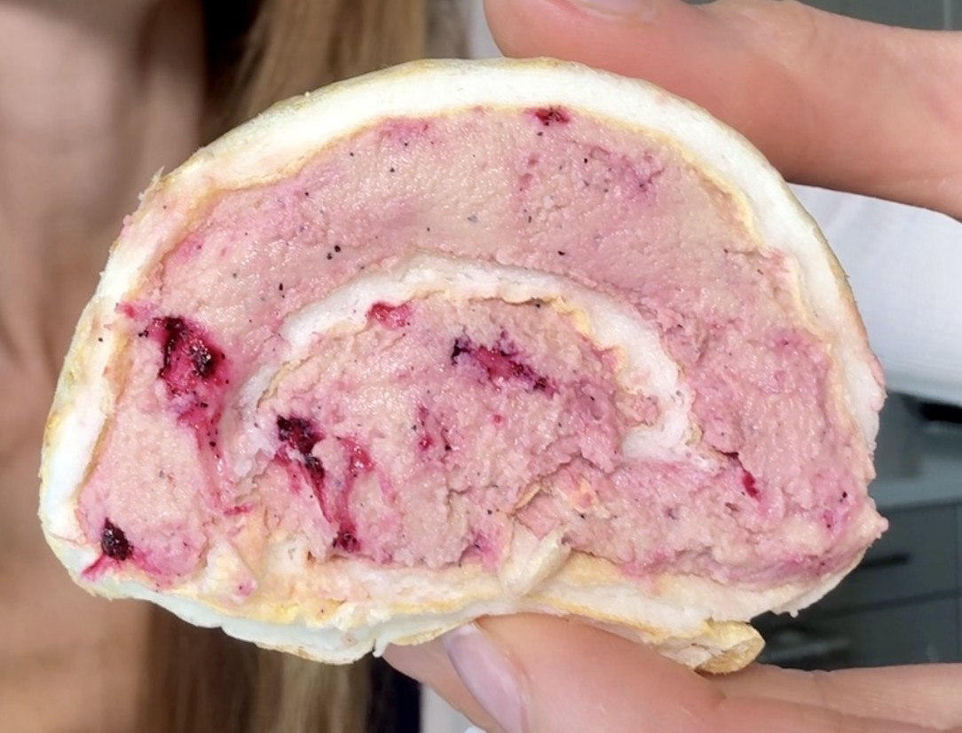 3-Ingredient Strawberry Protein Cake Roll (51g Protein, Low Carb)