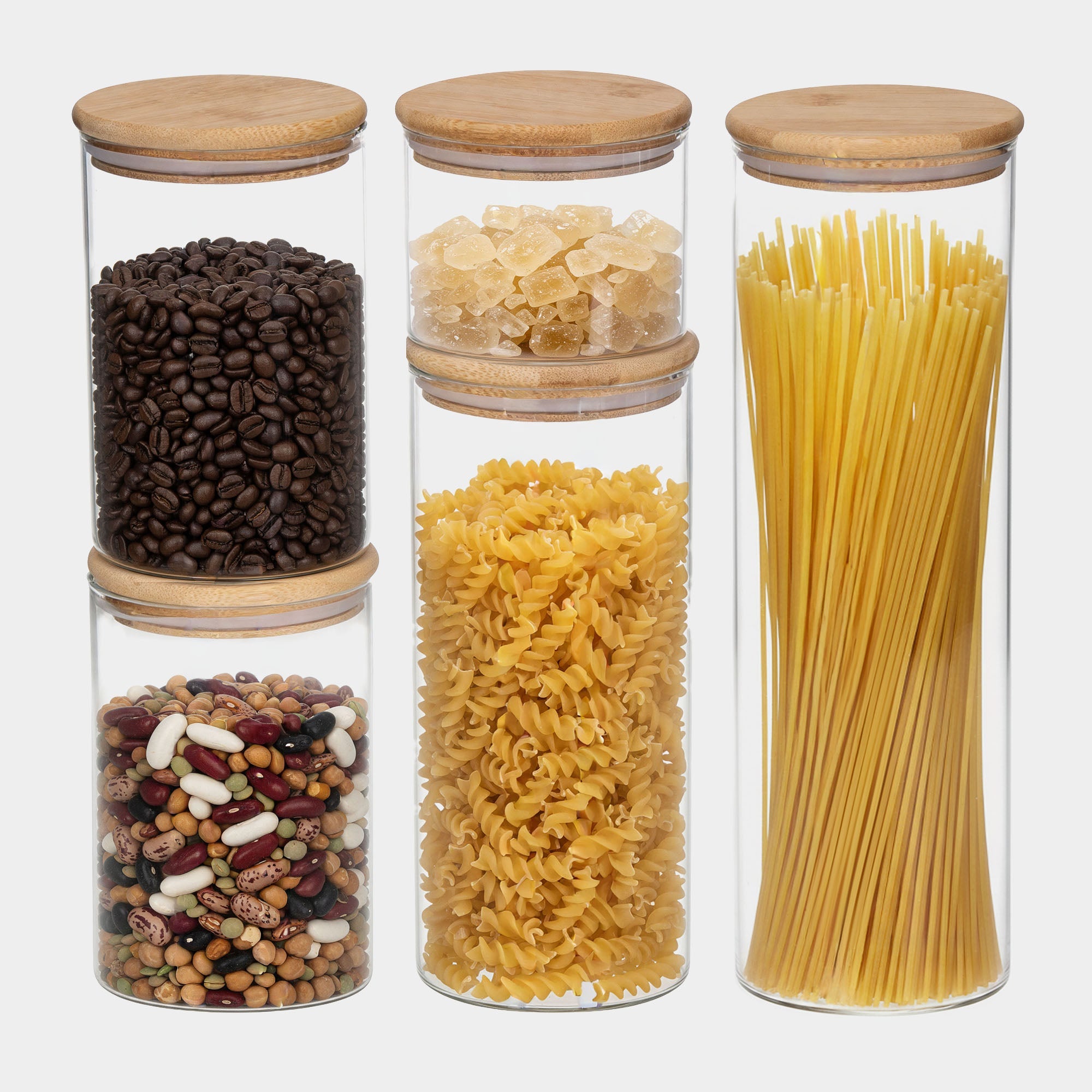 Genicook Bamboo Lid Glass Jar Set
