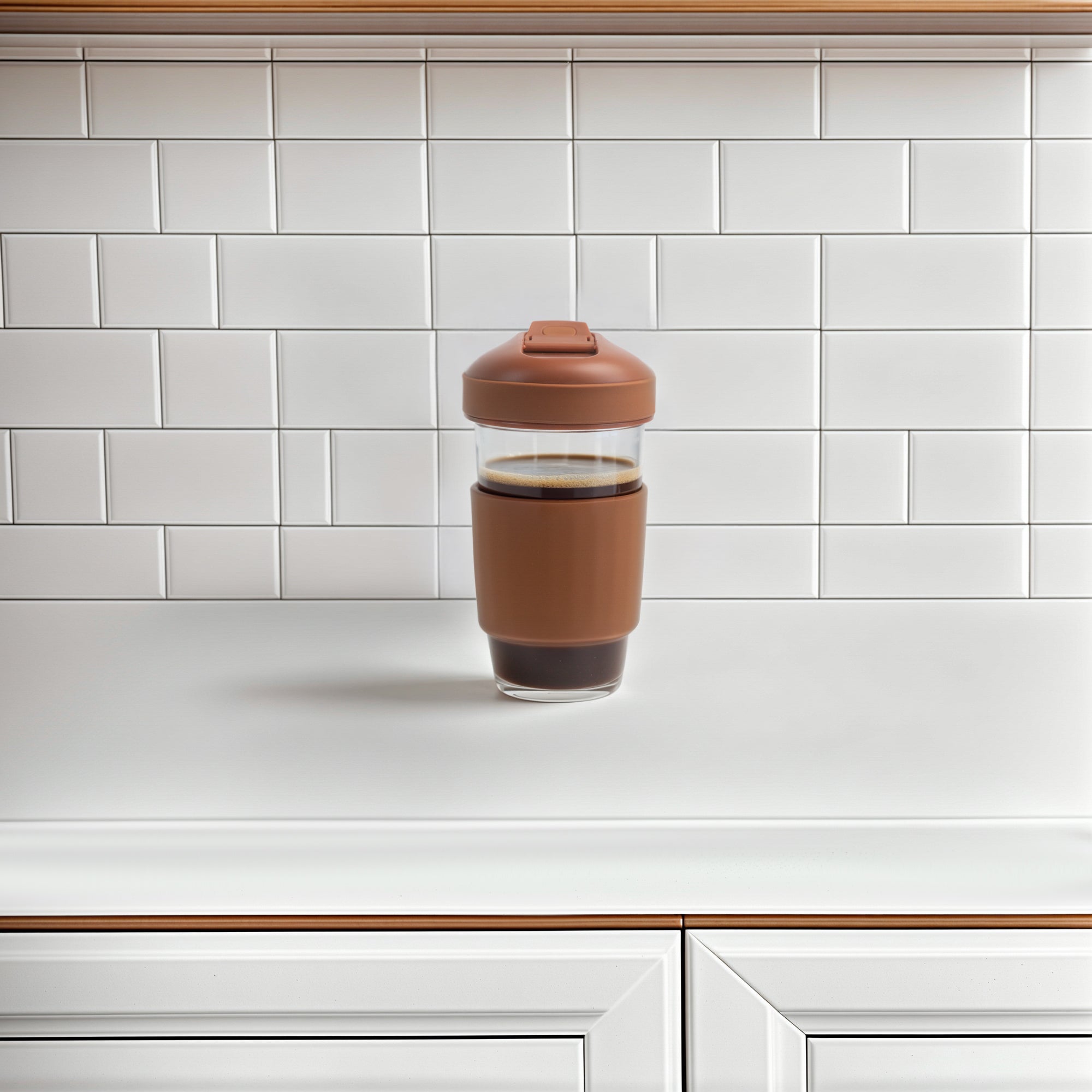 Genicook Borosilicate Glass Coffee Cup - Brown