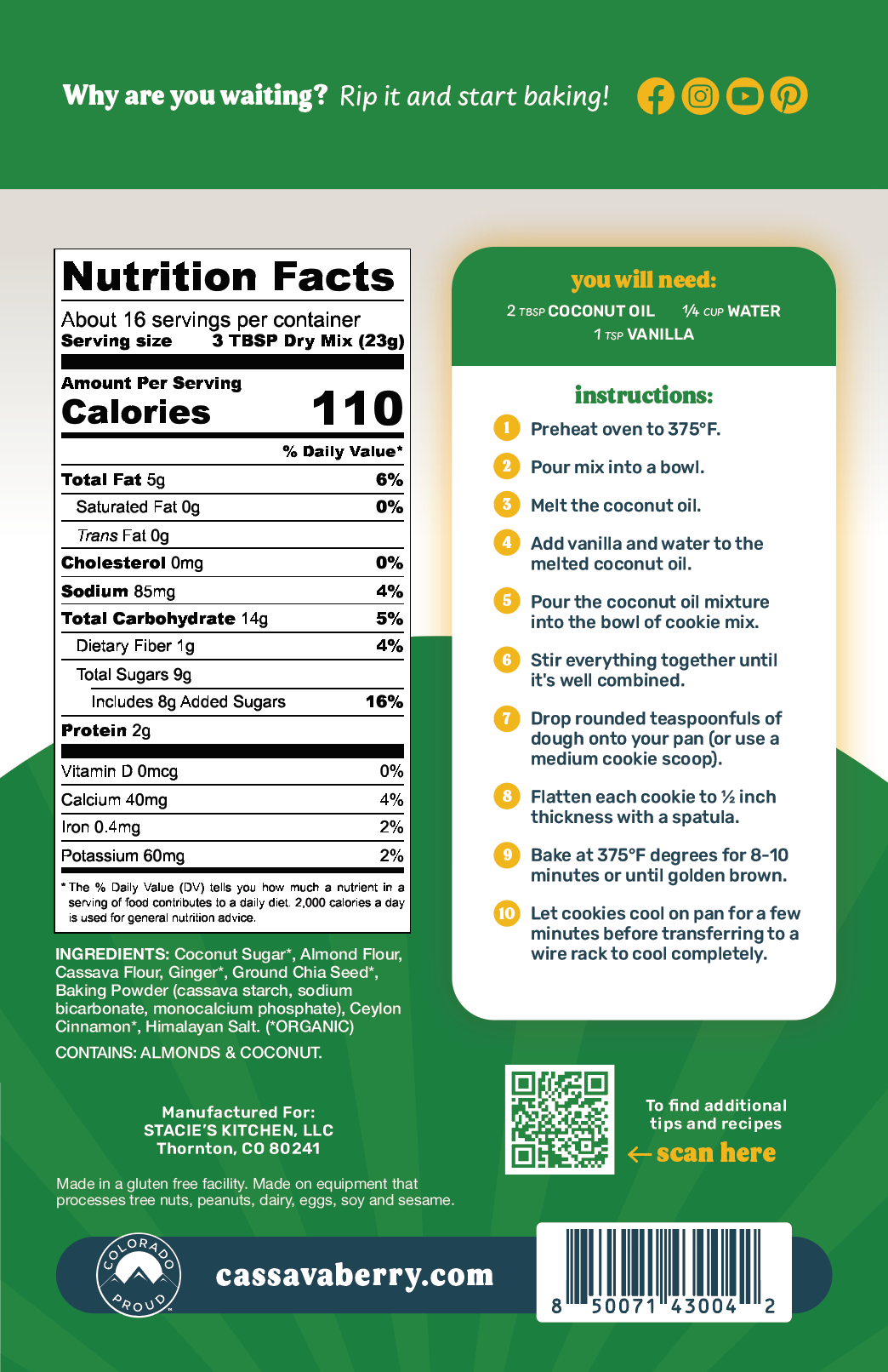 Cassavaberry® Gingersnap Almond Flour Cookie Mix **Limited Edition**