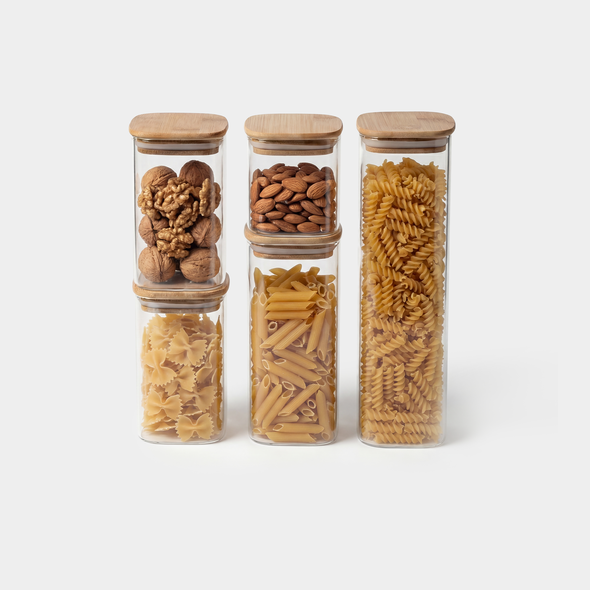 Genicook Bamboo Lid Glass Jar Set