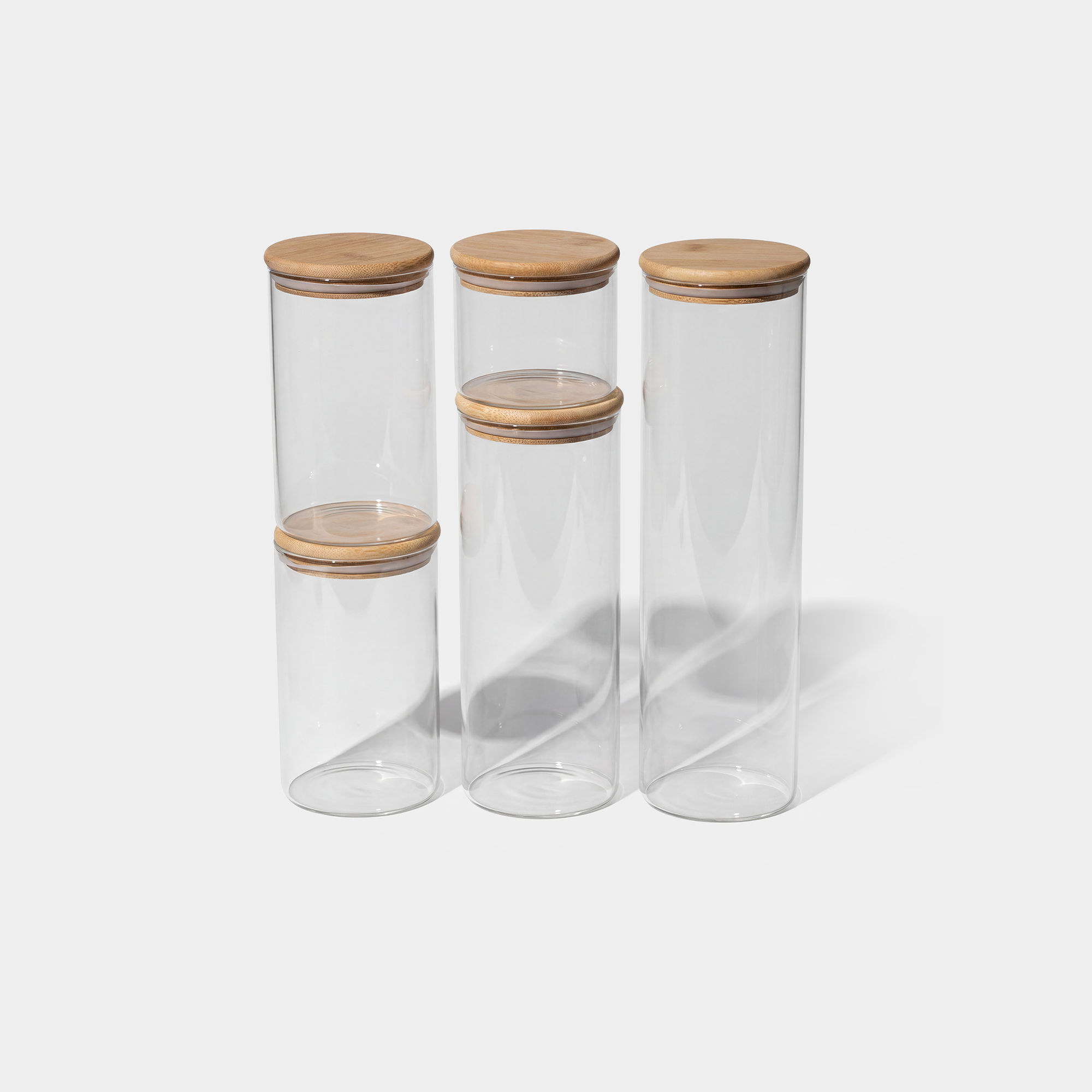 Genicook Bamboo Lid Glass Jar Set