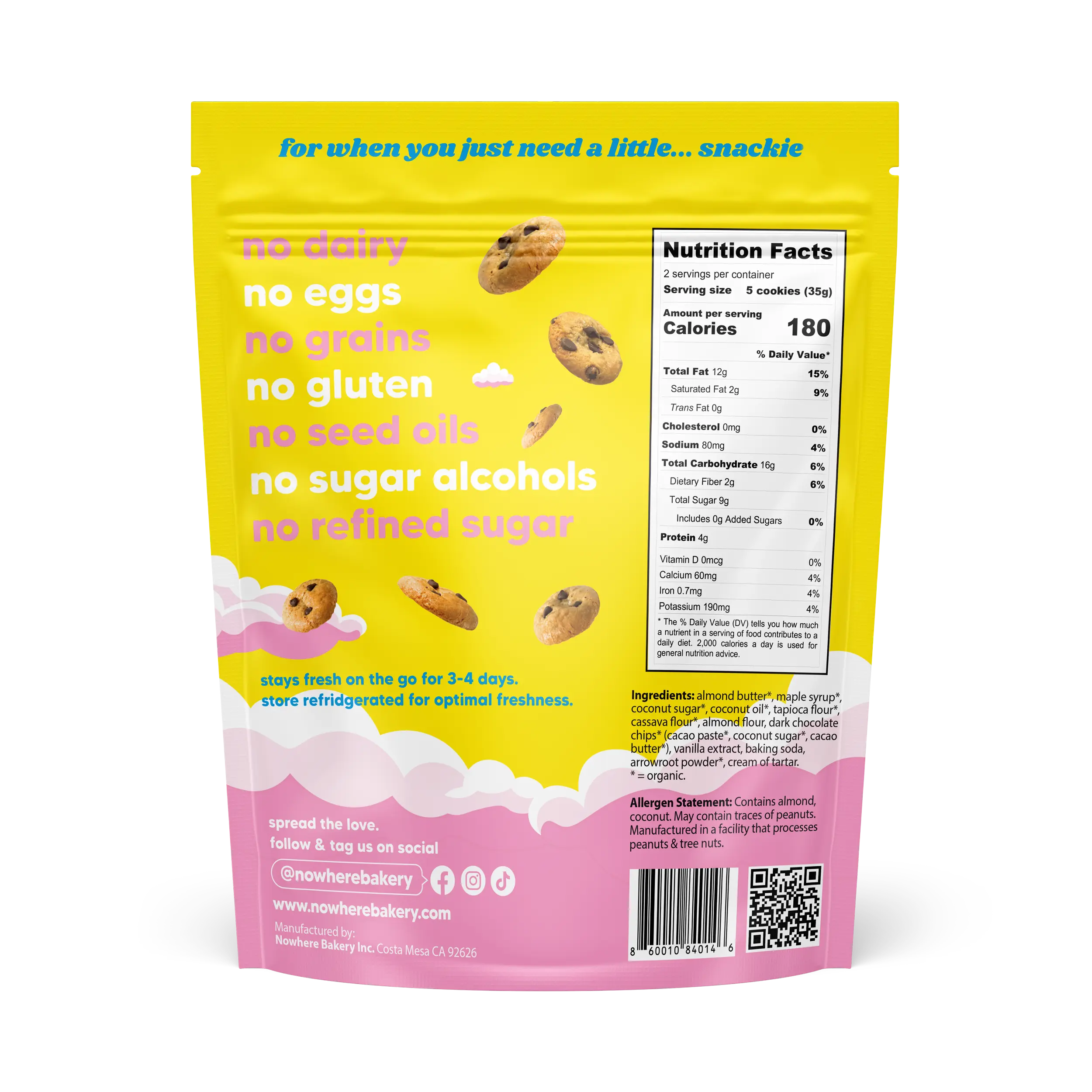 Nowhere Bakery Choc Chip Snackies