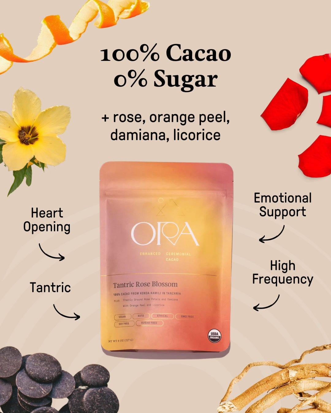 Ora Cacao Tantric Rose Blossom Cacao