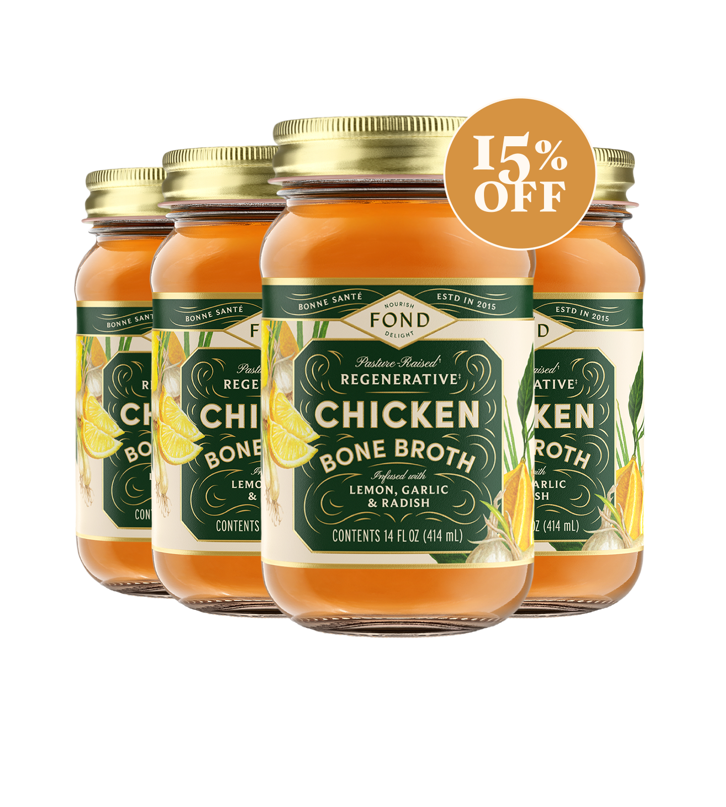 FOND Chicken Bone Broth - Lemon & Garlic