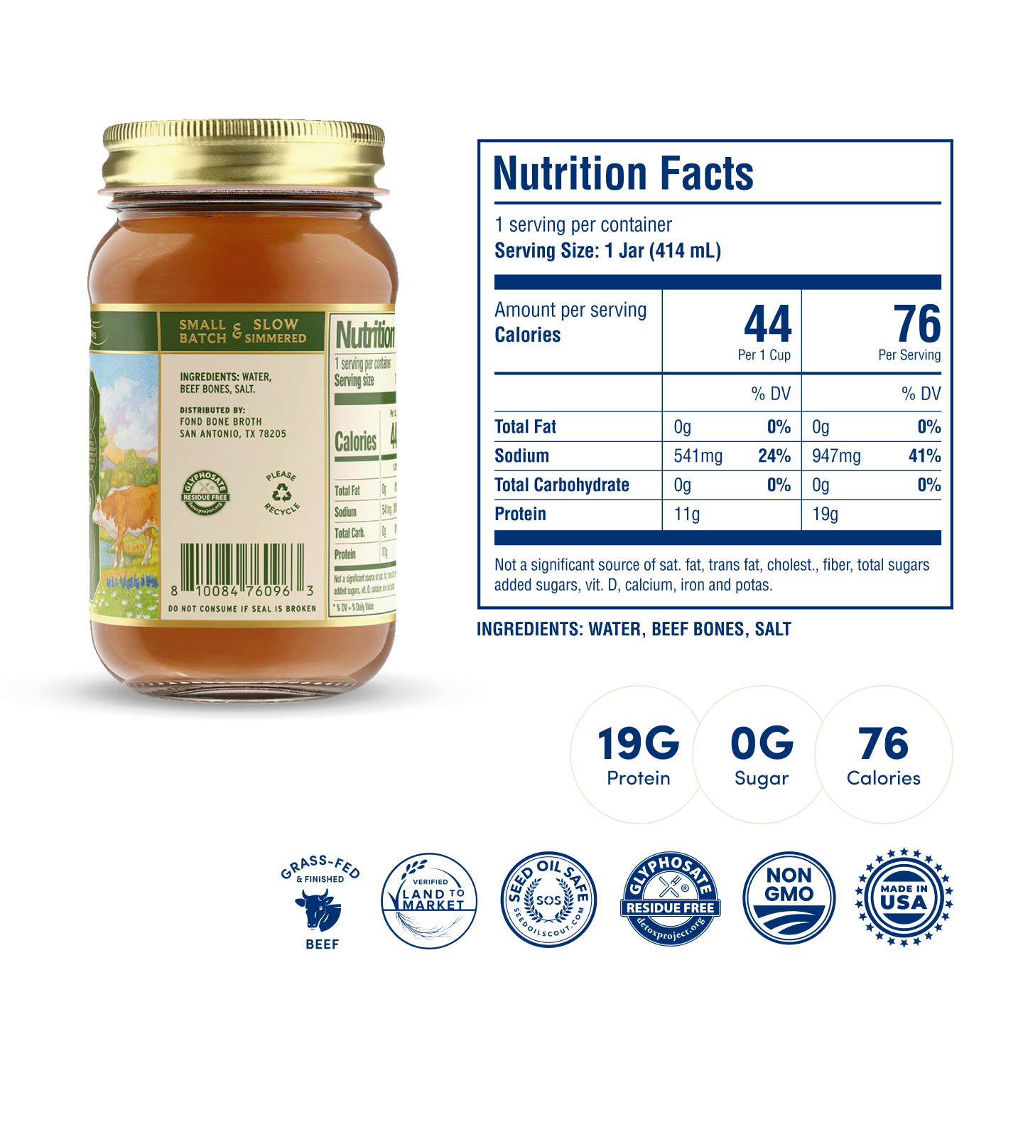 FOND Beef Bone Broth - Pure & Unflavored