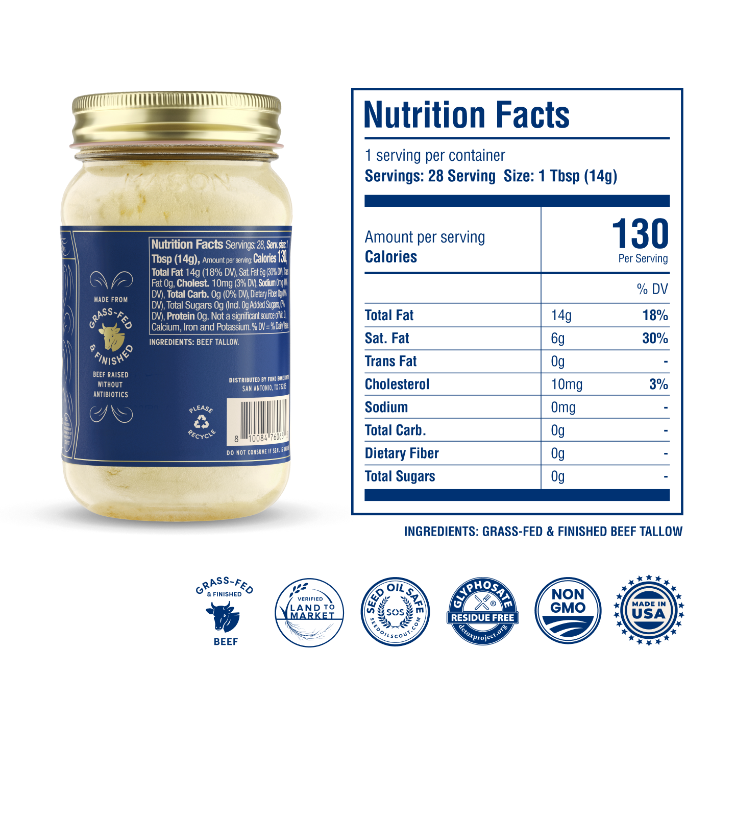 FOND Beef Tallow - Pure & Unflavored