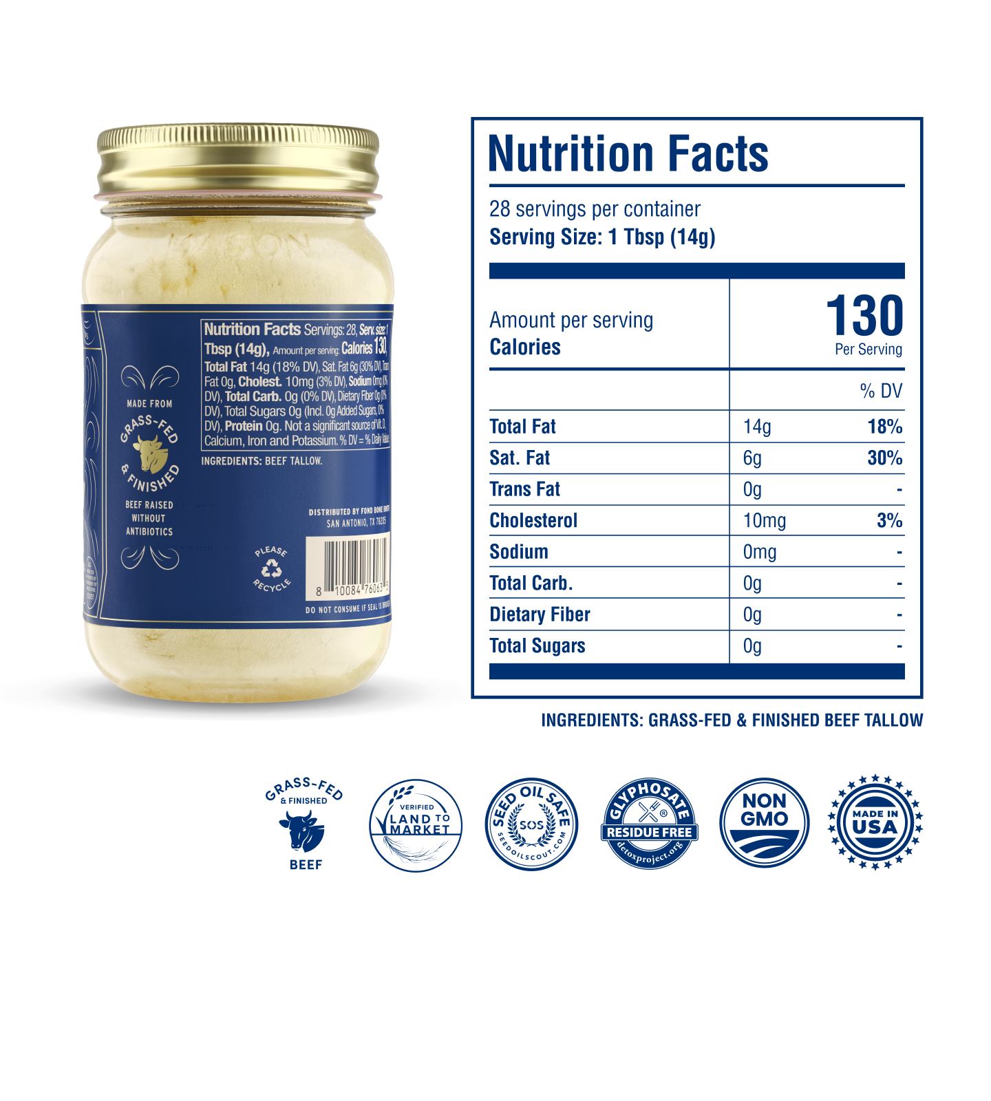 FOND Beef Tallow - Pure & Unflavored