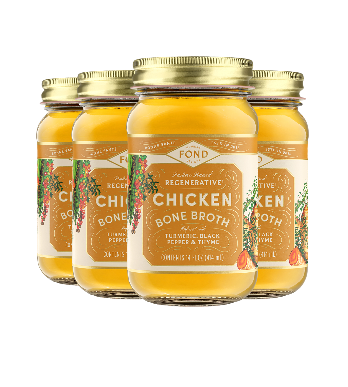 FOND Chicken Bone Broth - Turmeric & Black Pepper