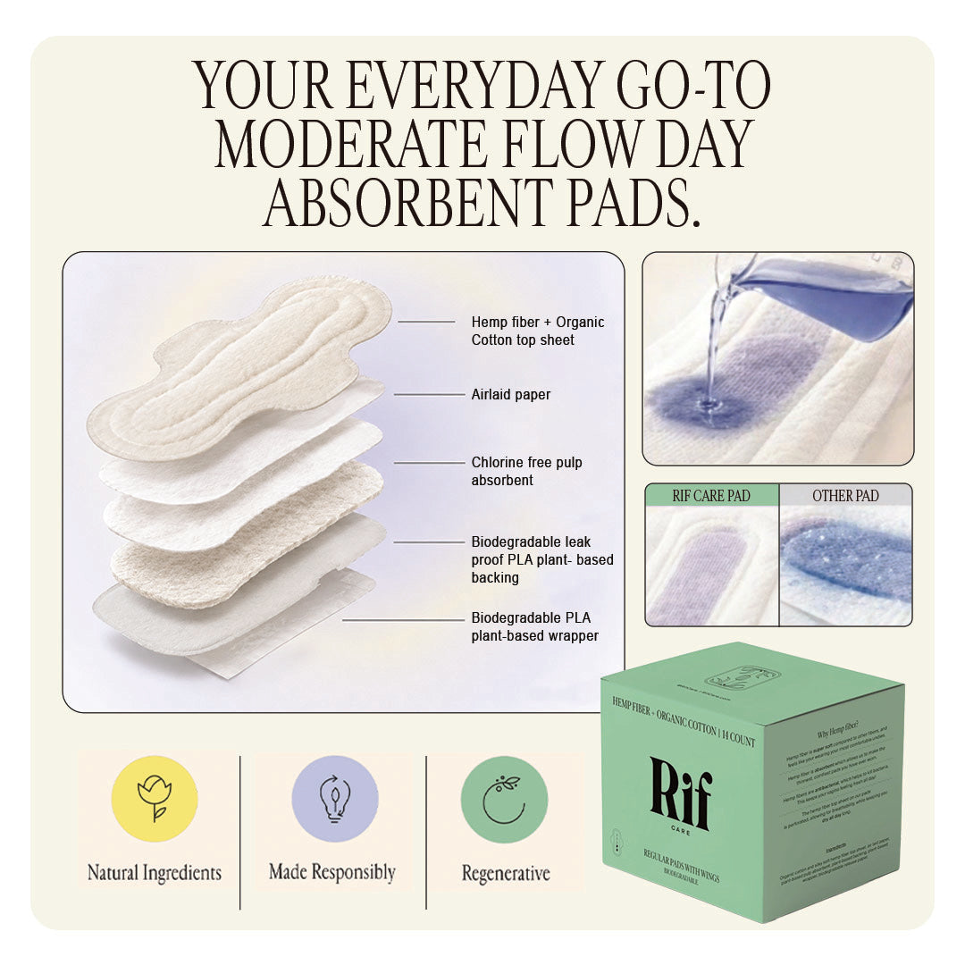 Rif Care Organic Pads with wings - Regular 3 pack Bundle