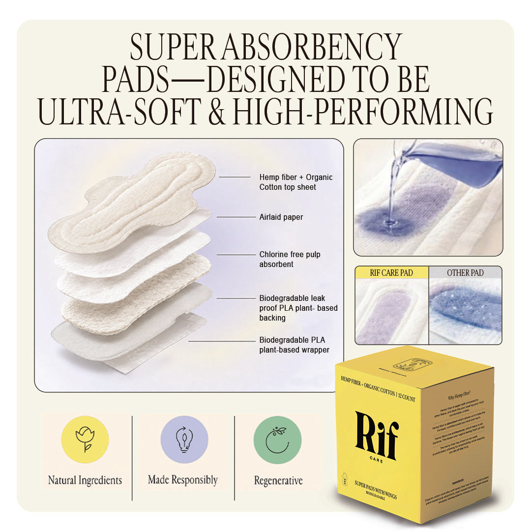Rif Care Organic Pads with Wings Super Absorbency - 3-pack Bundle