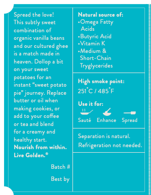 Ahara Rasa Grass-Fed Vanilla Dream Ghee