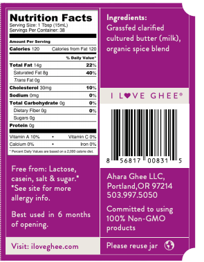 Ahara Rasa Grass-Fed Chai Spice Ghee