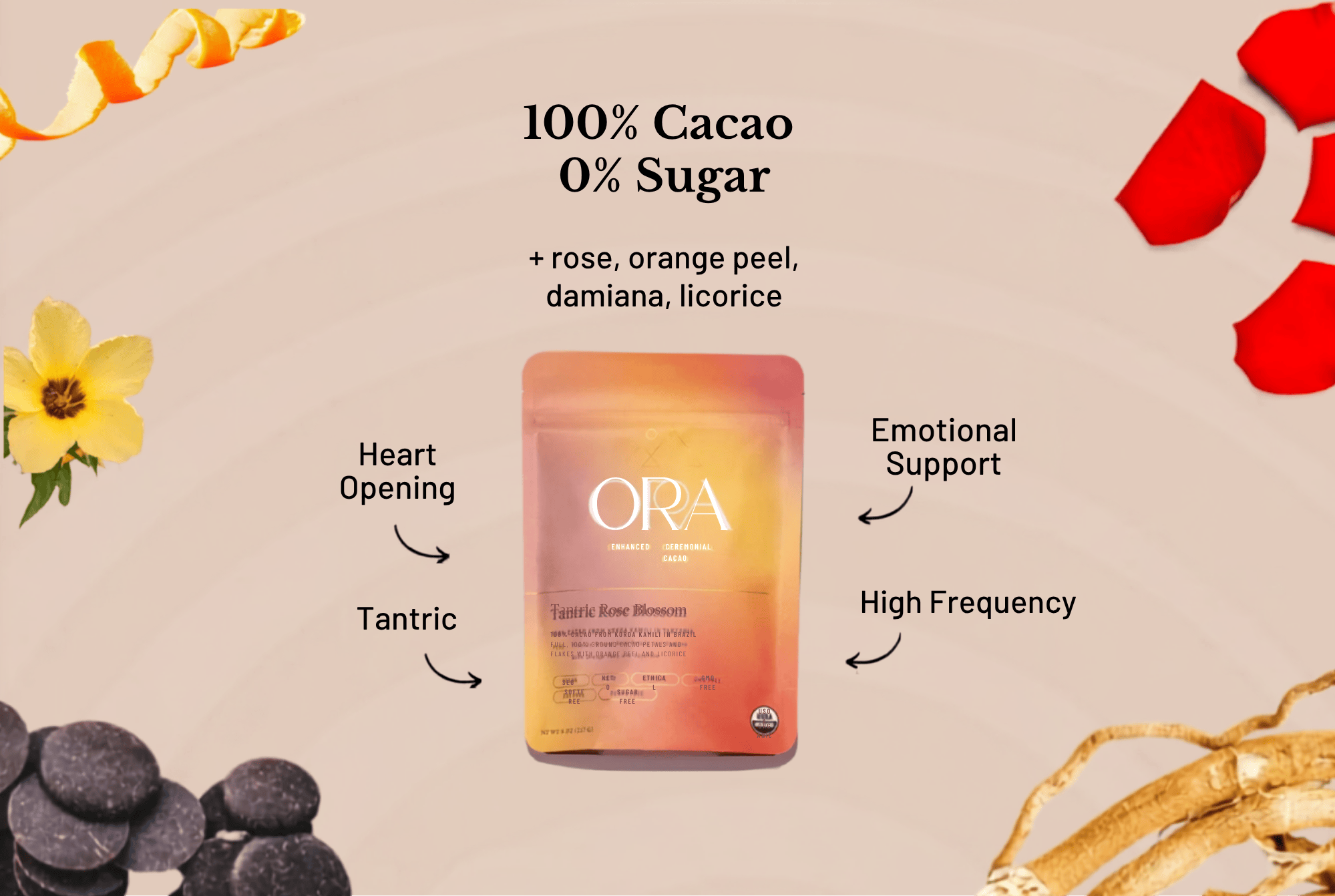 Ora Cacao Tantric Rose Blossom Cacao