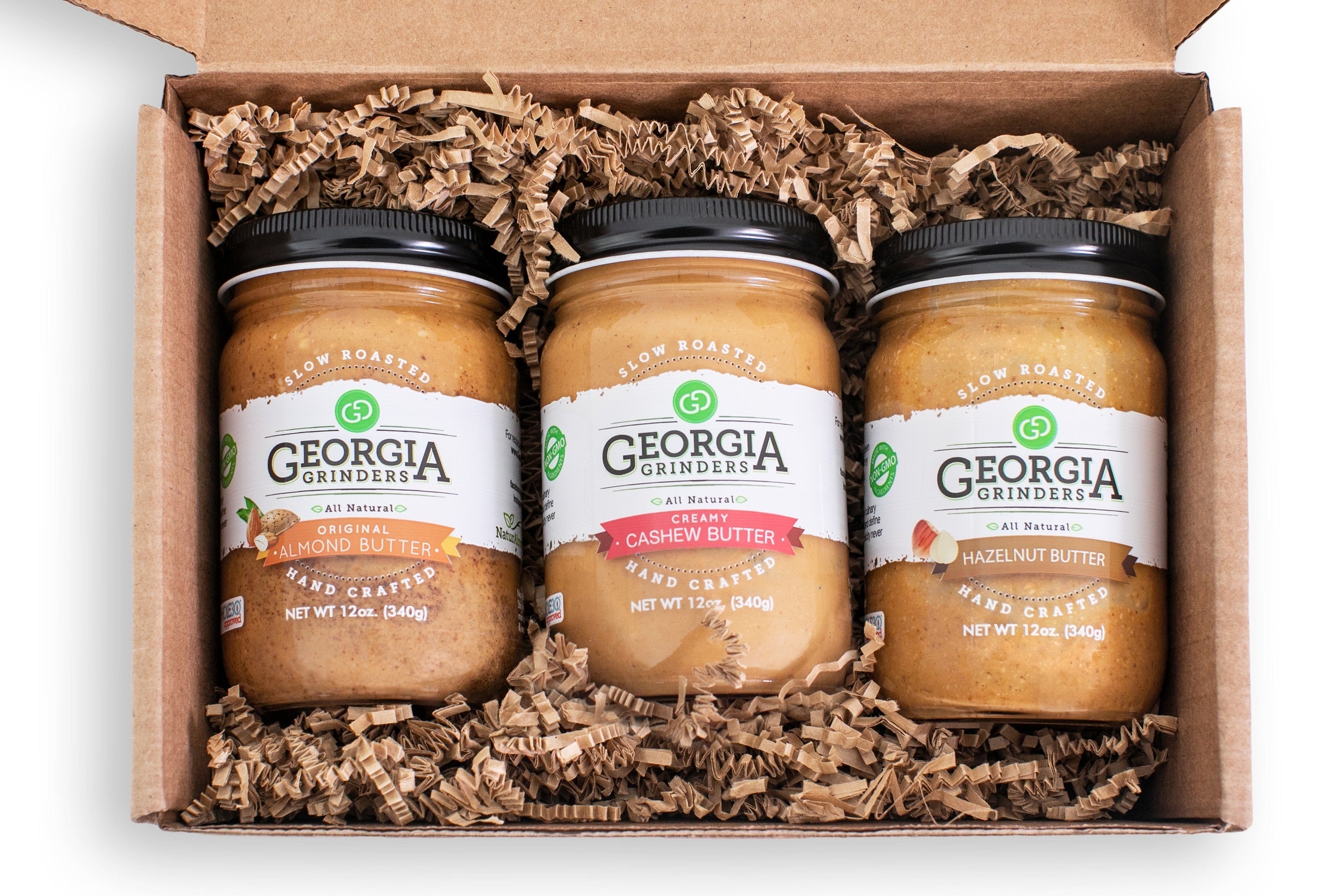 Georgia Grinders Trio Gift Box 1 (Hazelnut, Cashew, Almond)