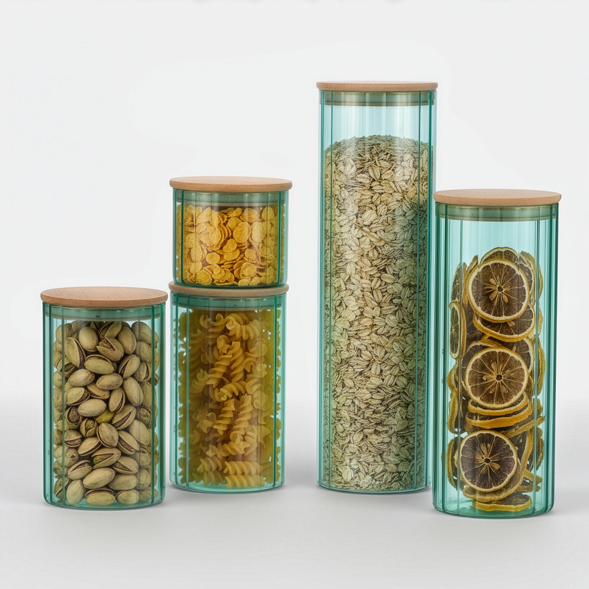 Genicook Bamboo Lid Glass Jar Set